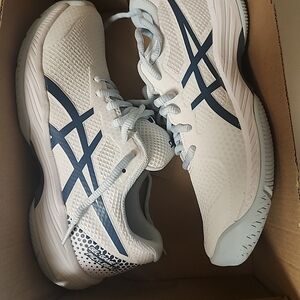 ASICS White and Blue Athletic Shoes